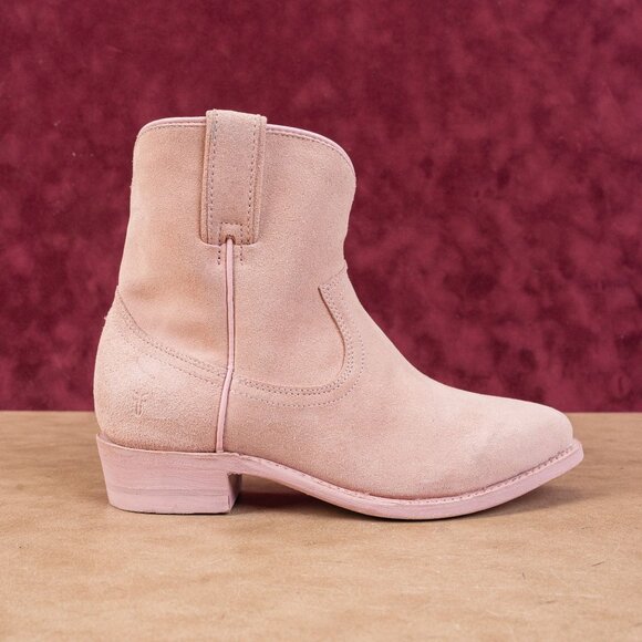 Frye Women Billy Short Tab Dusty Pink Suede Low Cowboy Western Boots size 6.5 - Picture 4 of 8